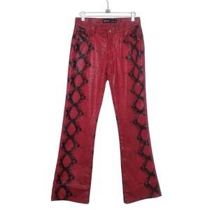Revolt Snake Skin Textured Bootcut Pants Size XS Red Rocker Biker Grunge Alt